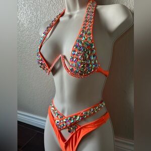 Ravewonderland two piece orange bright set. Brand new